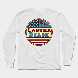 Surfing Laguna Beach California Ocean Surf Palms Surfer Long Sleeve T-Shirt